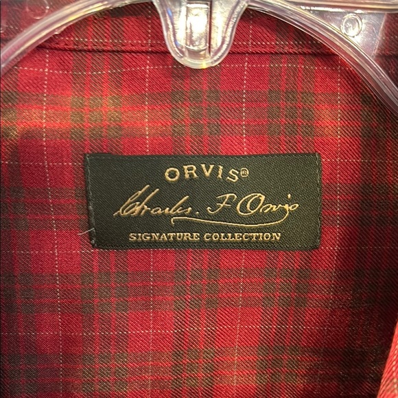 Orvis Red plaid Casual Button Down Shirt - Picture 2 of 4